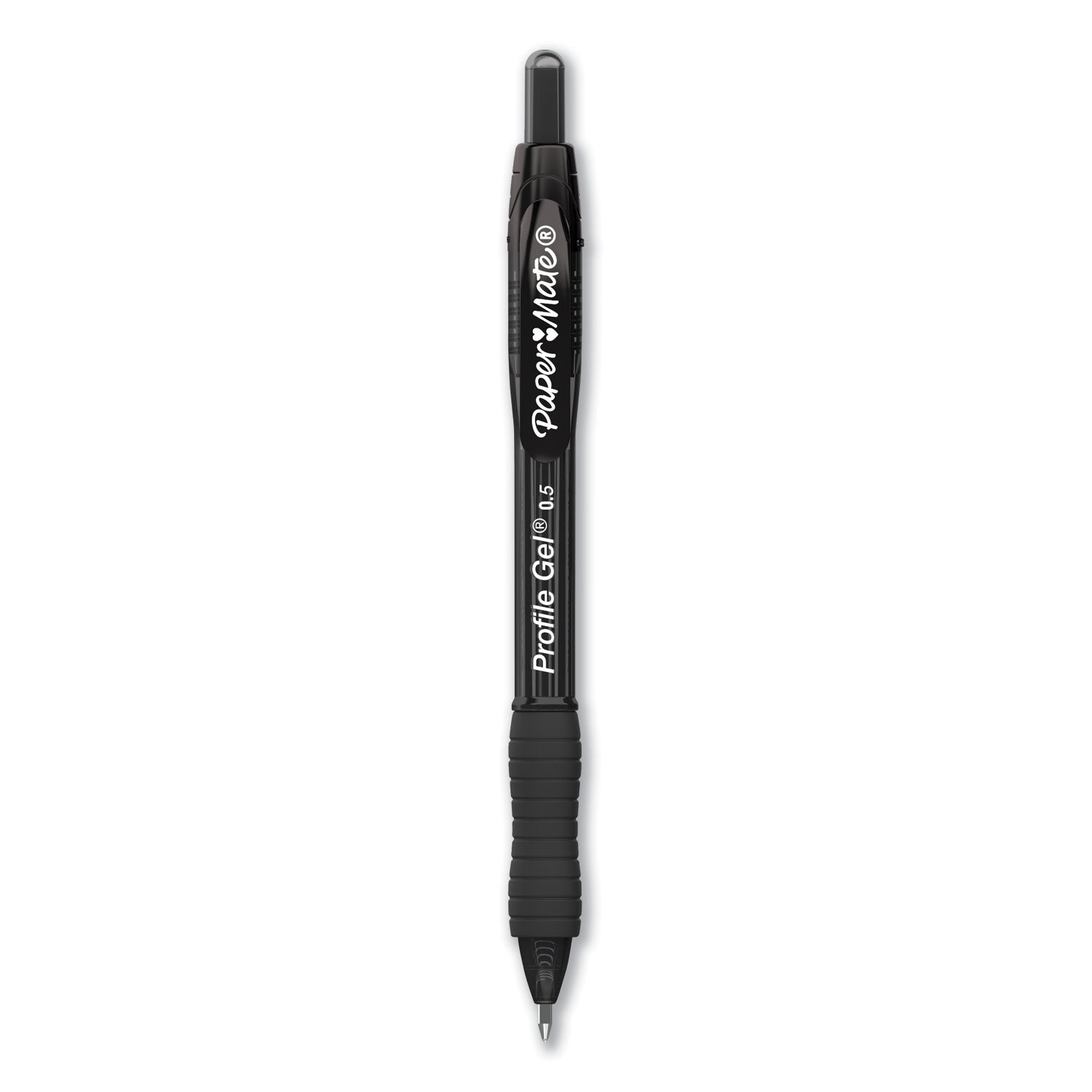 Paper Mate Profile Gel Pen, Retractable, Fine 0.5 mm, Black Ink, Translucent Black Barrel, Dozen - themonogram manor 