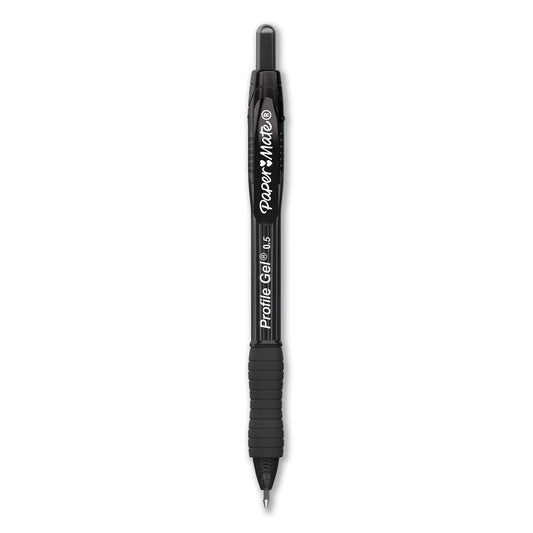 Paper Mate Profile Gel Pen, Retractable, Fine 0.5 mm, Black Ink, Translucent Black Barrel, Dozen - themonogram manor 