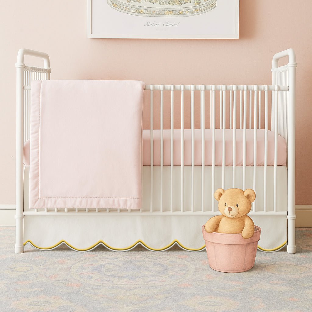 Scallop Embroidery Cotton Crib Skirt - themonogram manor 