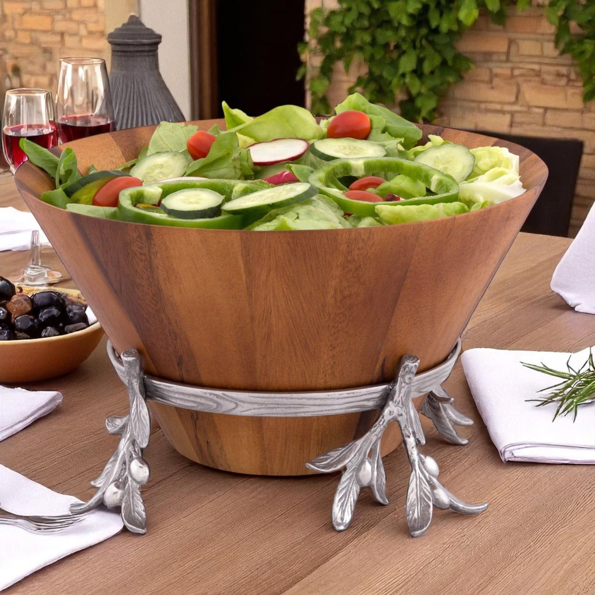 Olive Wood Salad Bowl - themonogram manor 