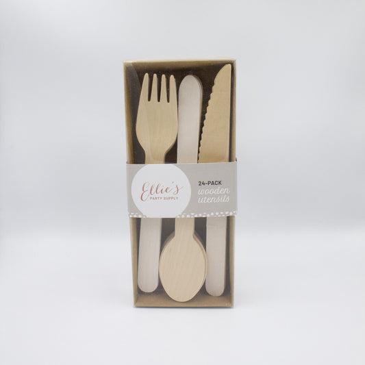White Wooden Utensil Set – 24ct | ON SALE!! - themonogram manor 