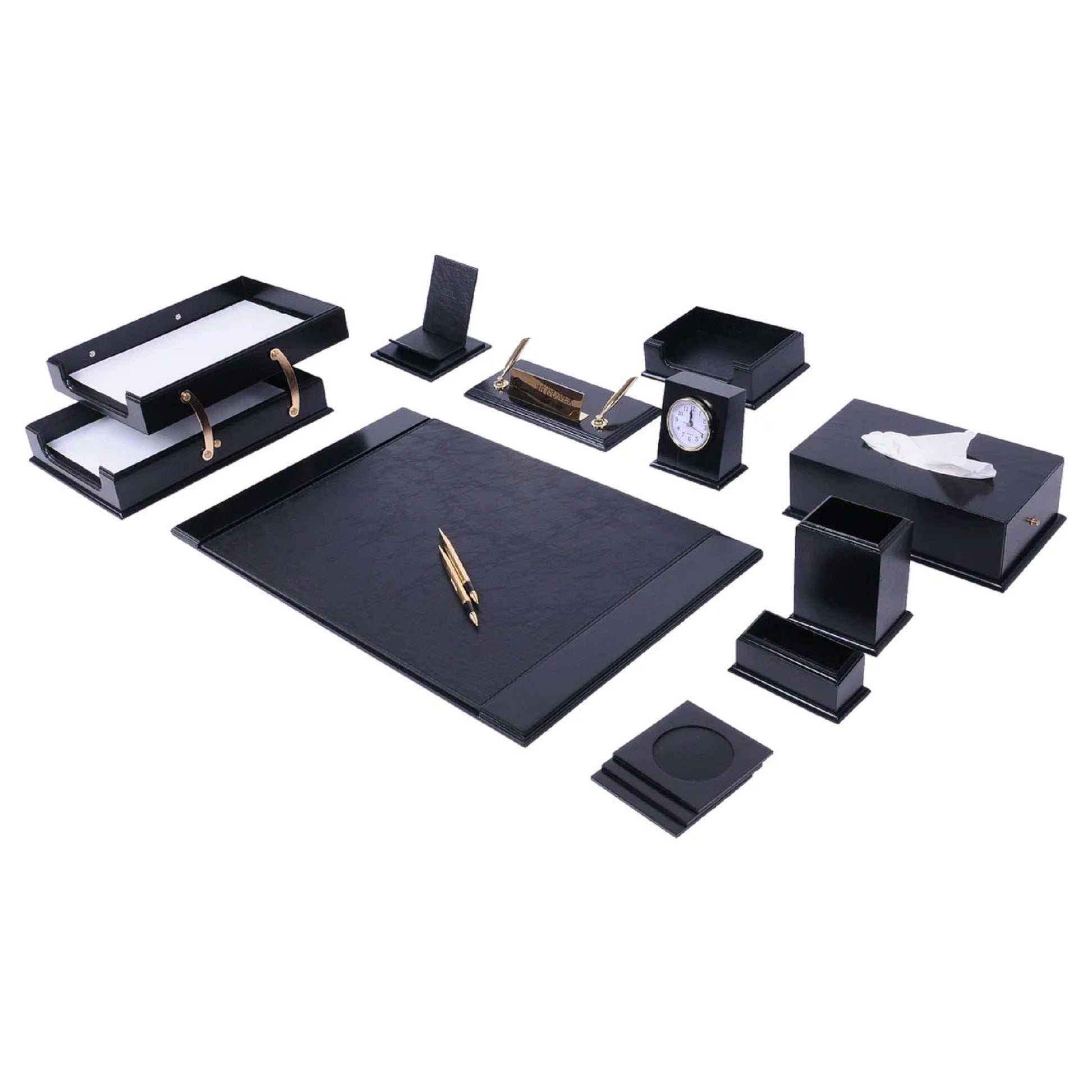 MOOG Prestige Wood Desk Set - Black - 12PCS - themonogram manor 