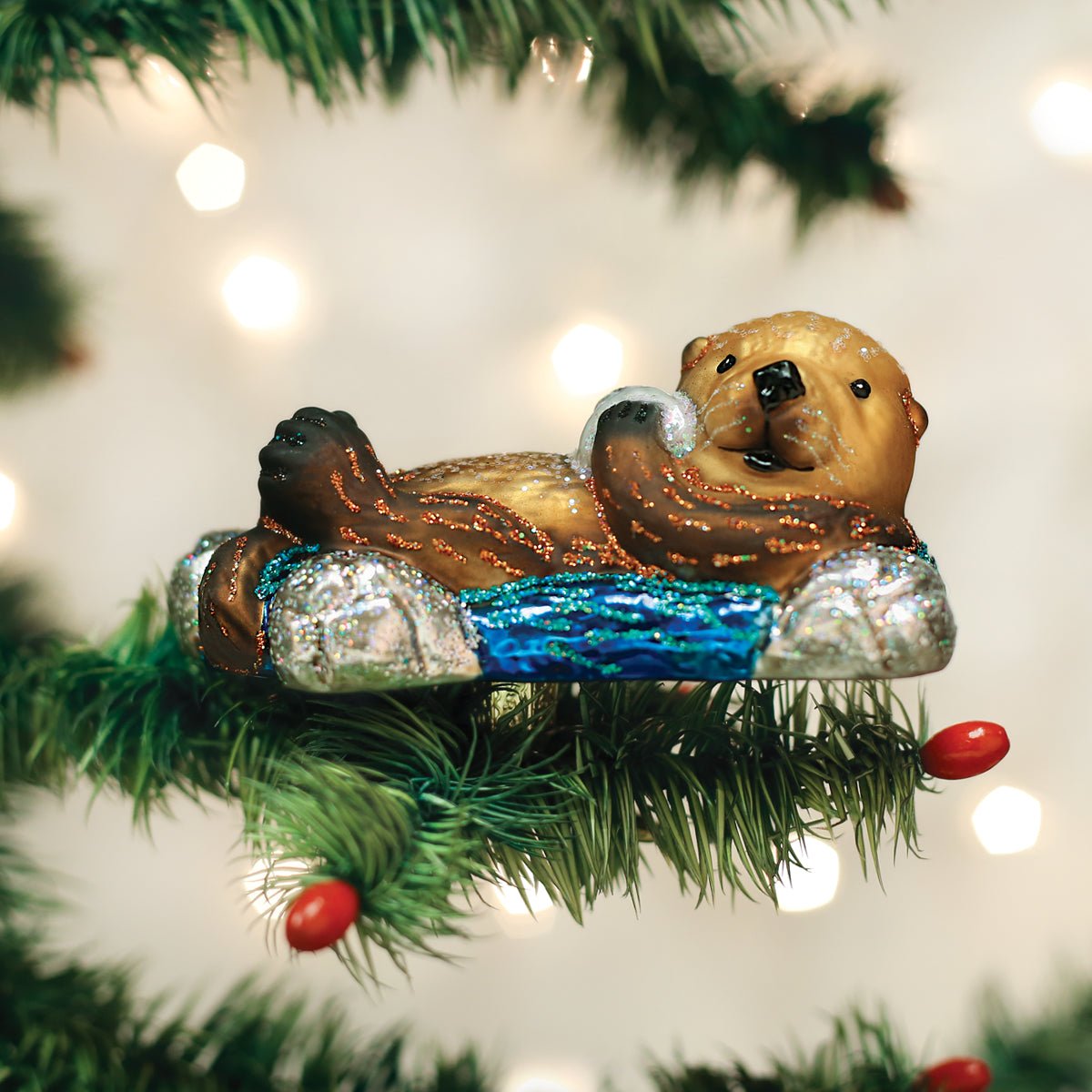 Floating Sea Otter Ornament - #themonogram manor #