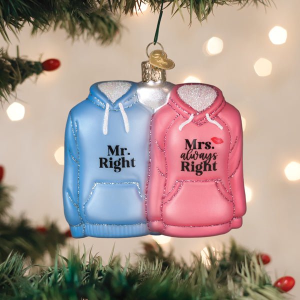 Mr. & Mrs. Hoodies Ornament - #themonogram manor #