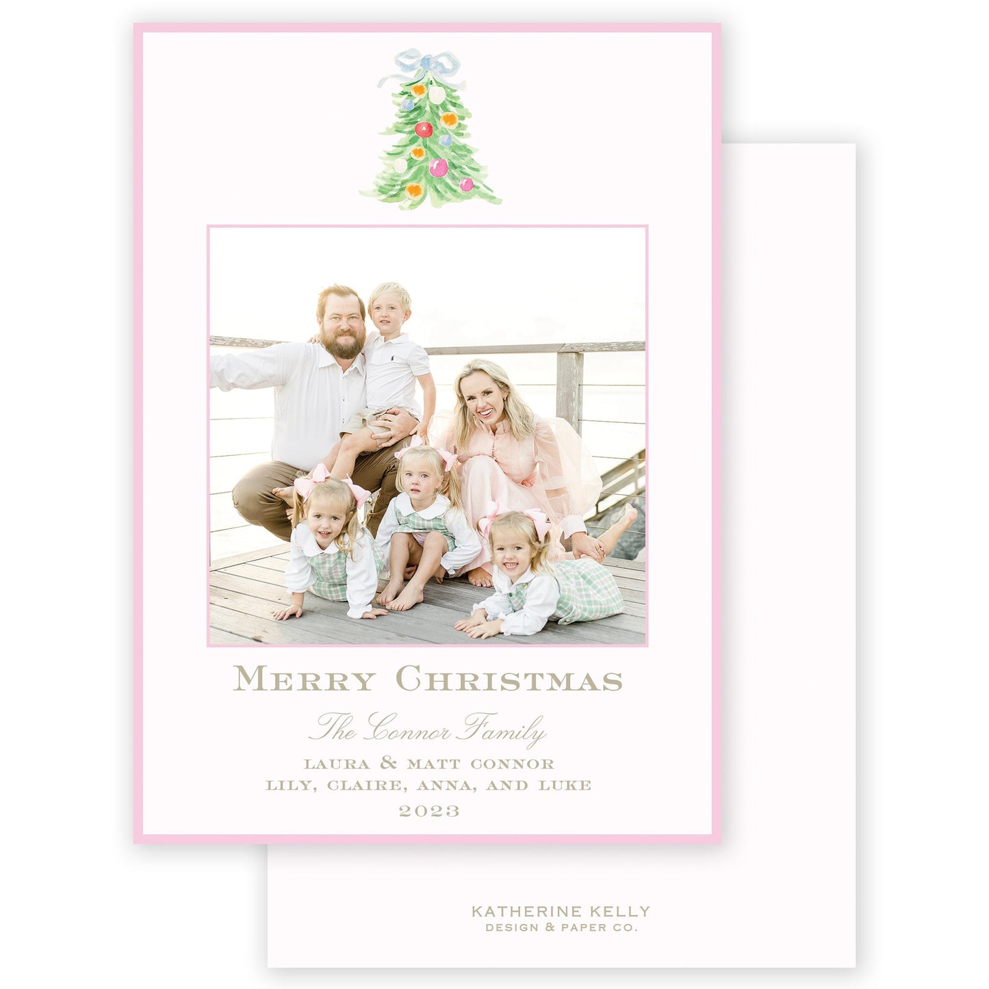 oh, christmas tree pink holiday card - themonogram manor 