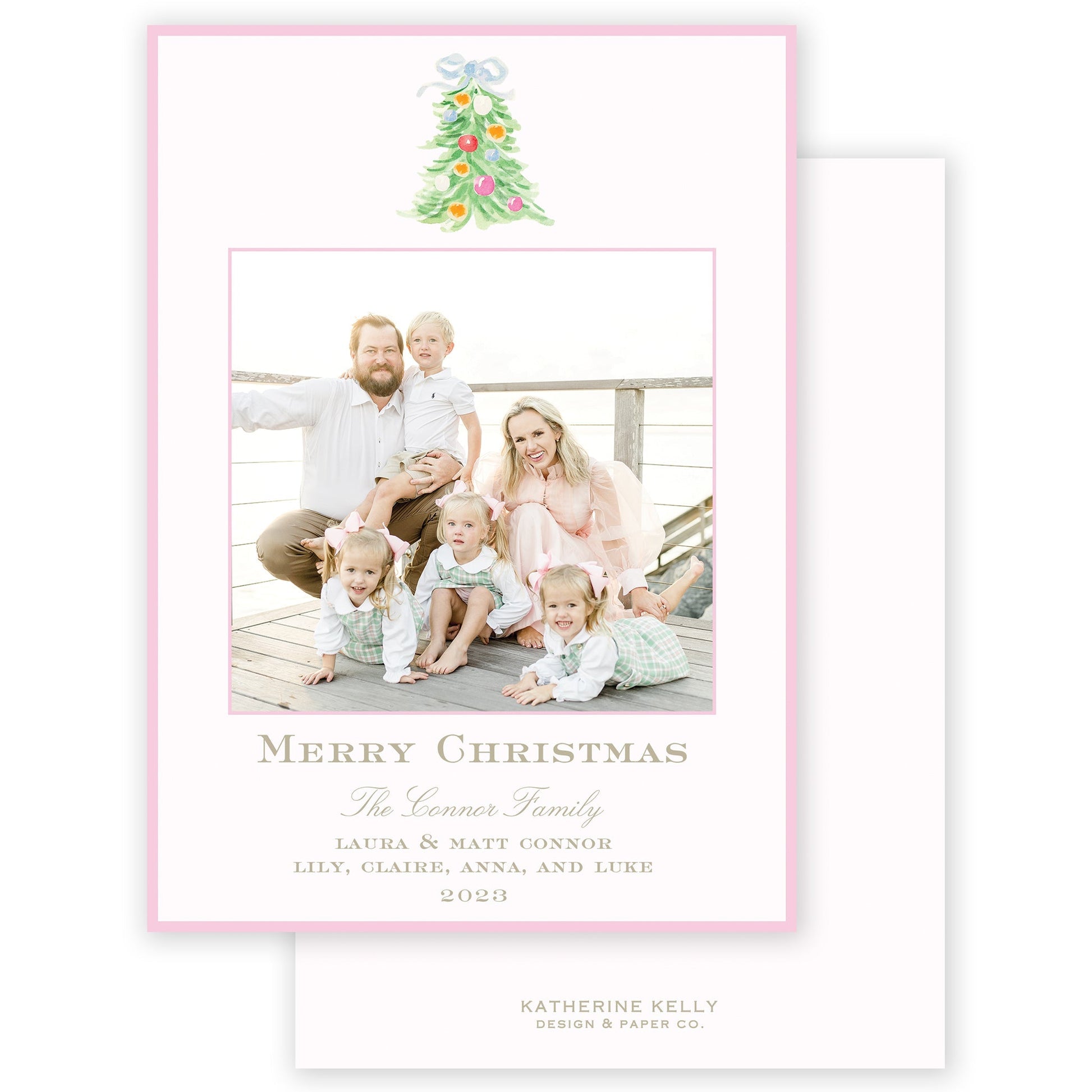 oh, christmas tree pink holiday card - themonogram manor 
