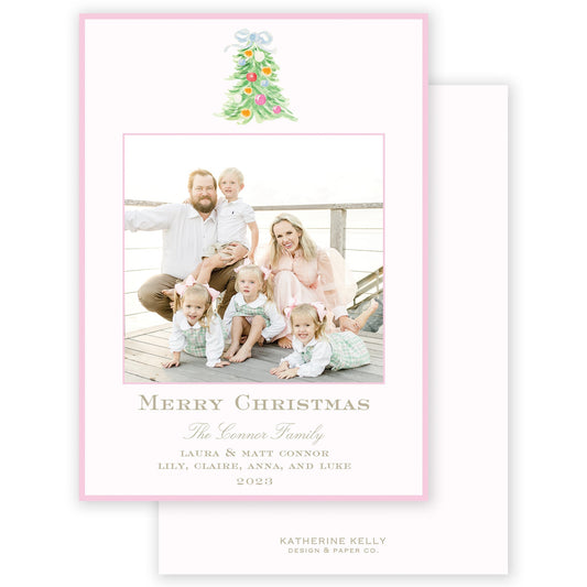 oh, christmas tree pink holiday card - themonogram manor 