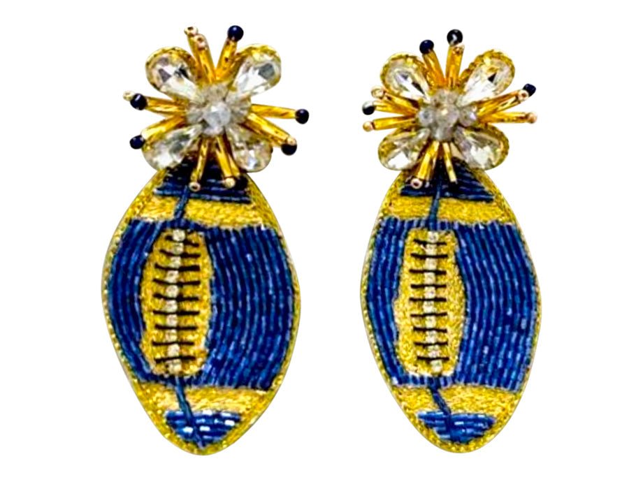 Football Burst Earrings - Blue and Gold - themonogram manor 