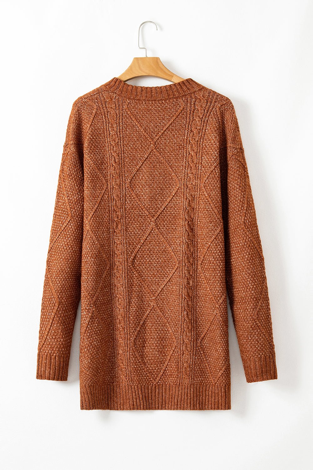 Cable Knit Sweater Dress in Coffee - themonogram manor 