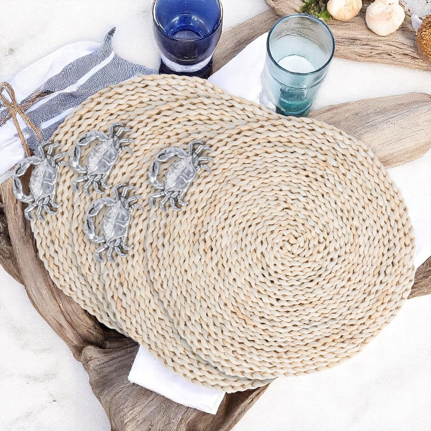 Crab Twisted Seagrass Placemats - set of 4 - themonogram manor 