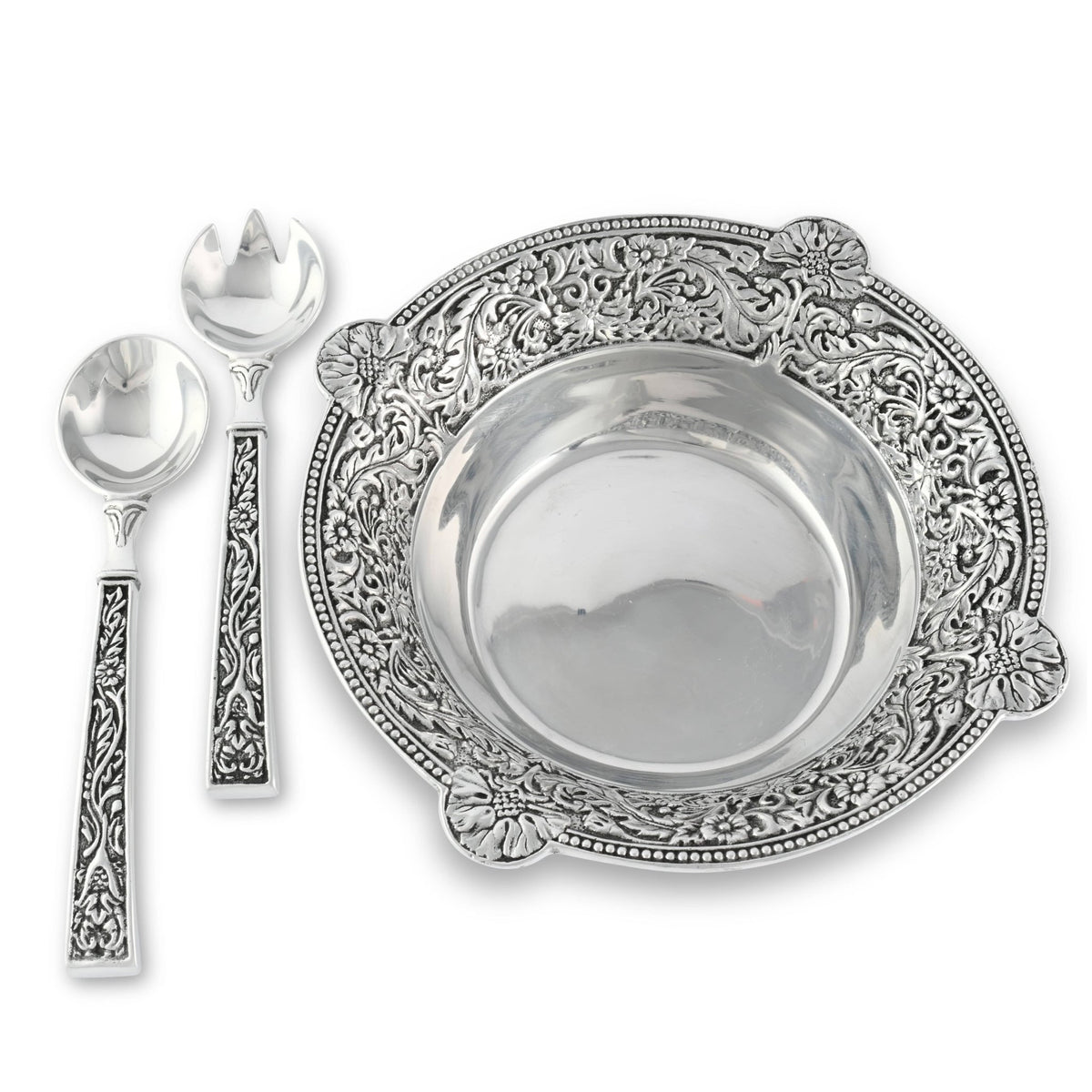 Concho Pattern Salad Bowl with Serving Set - themonogram manor 