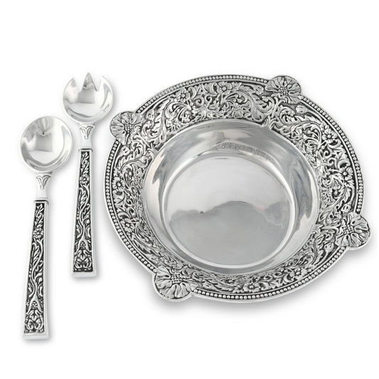 Concho Pattern Salad Bowl with Serving Set - themonogram manor 