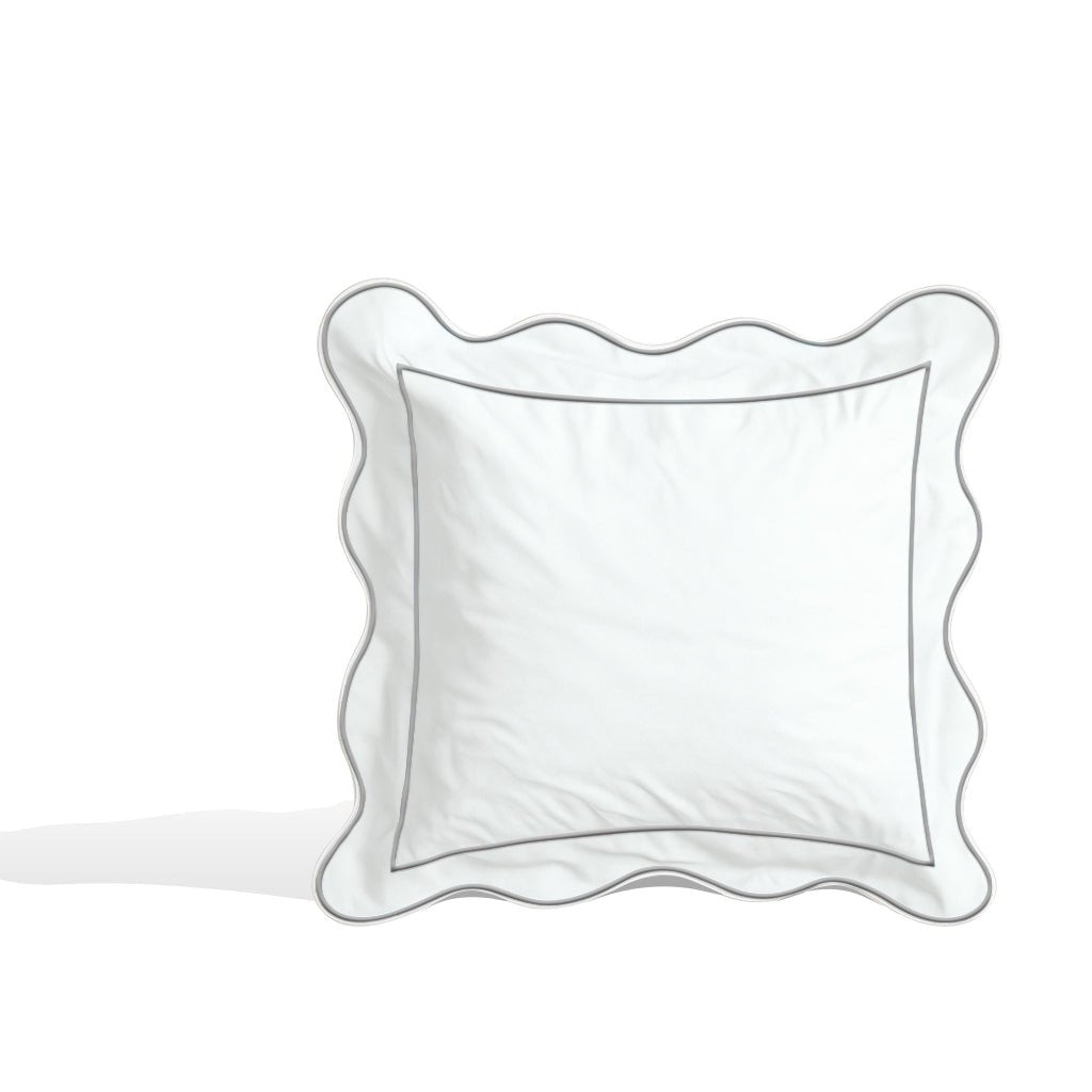 Monogram 400TC Cotton Scallop Embroidery & Border Sateen Solid Euro Sham - themonogram manor 