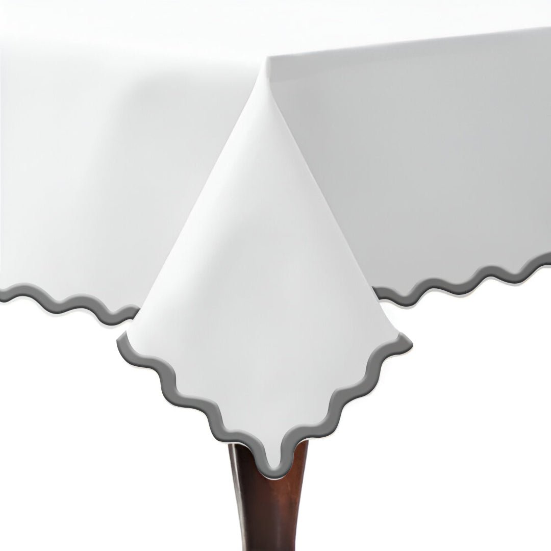 Applique Scalloped Embroidery Cotton Table Cloth - themonogram manor 