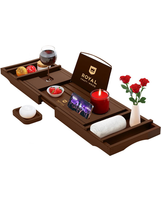 Foldable Bathtub Caddy Tray, Brown - themonogram manor 