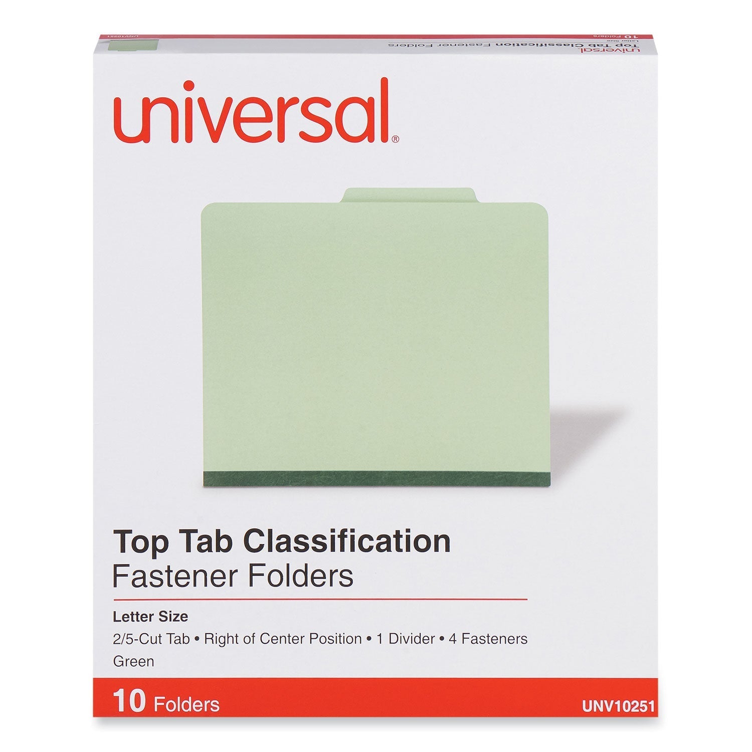 Universal Four - Section Pressboard Classification Folders, 1 Divider, Letter Size, Green, 10/Box - themonogram manor 