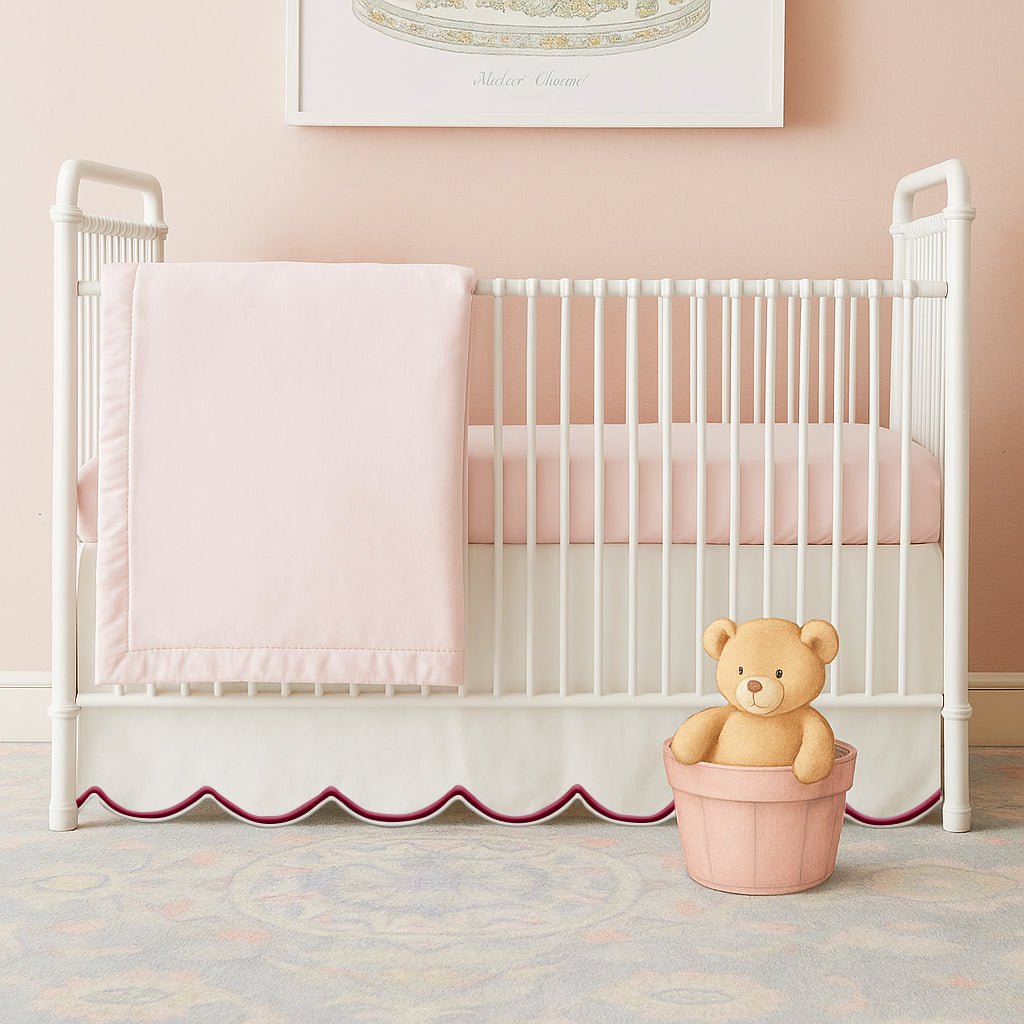 Scallop Embroidery Cotton Crib Skirt - themonogram manor 