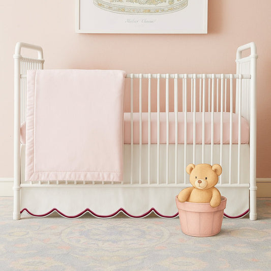 Scallop Embroidery Cotton Crib Skirt - themonogram manor 