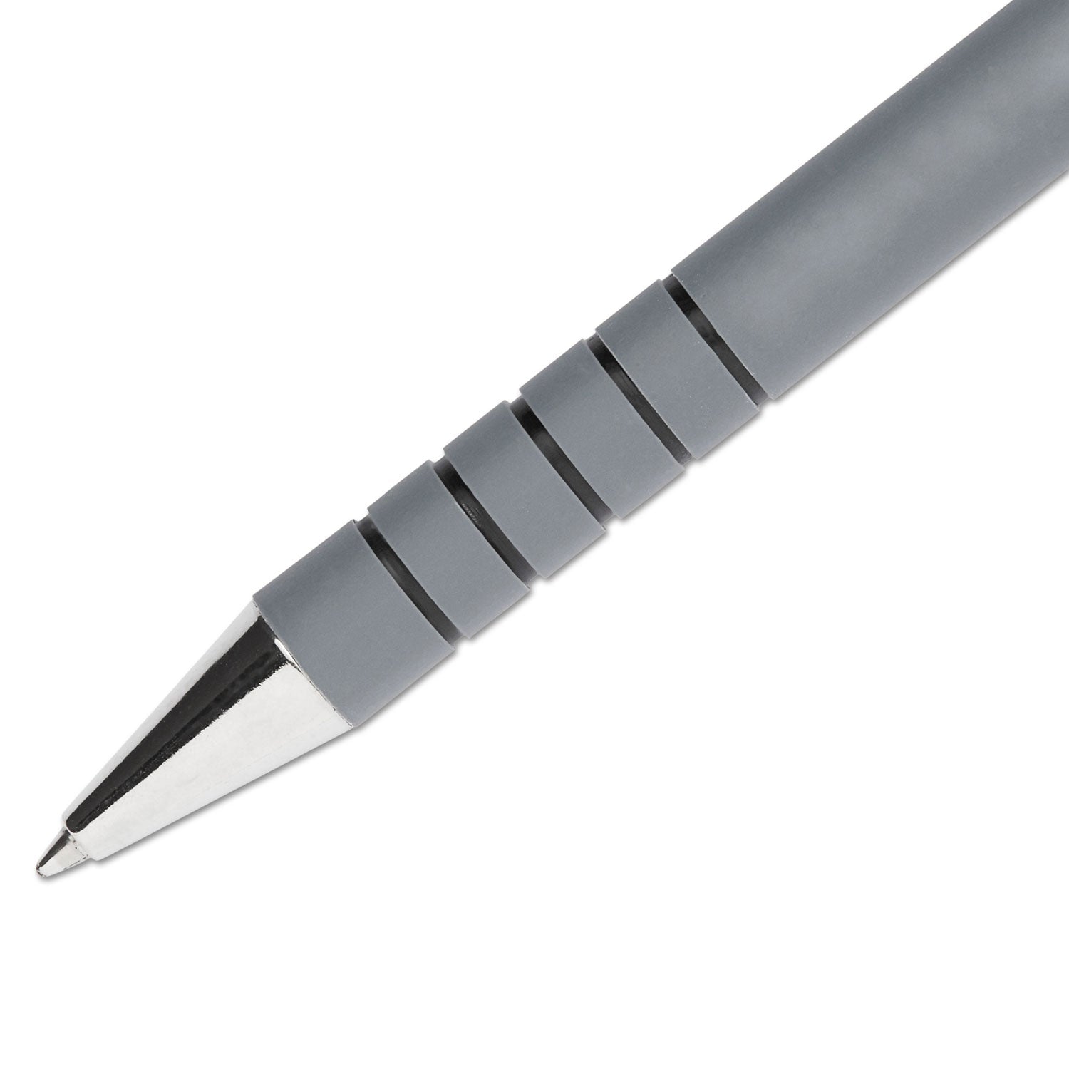 Paper Mate FlexGrip Ultra Ballpoint Pen, Retractable, Fine 0.8 mm, Black Ink, Gray/Black Barrel, Dozen - themonogram manor 