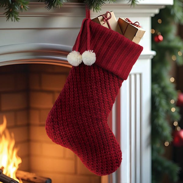 Red Knit Stocking - #themonogram manor #