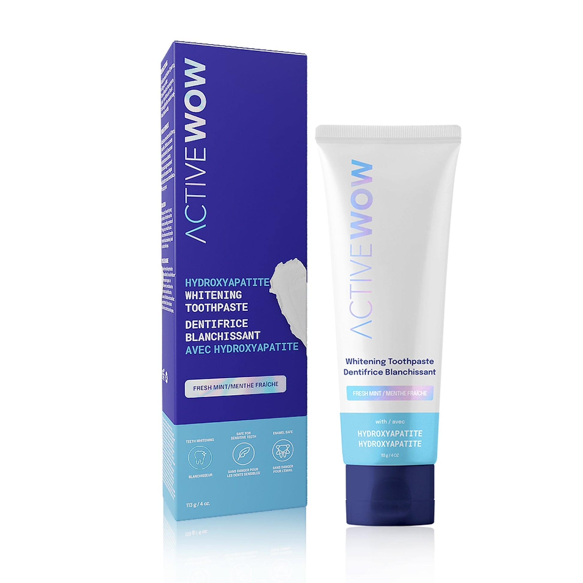 Active Wow 24k White Hydroxyapatite Whitening Toothpaste - Fresh Mint - themonogram manor 