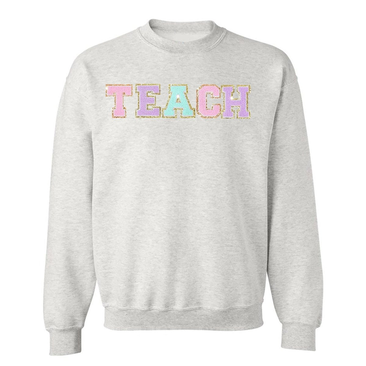 Teach Letter Patch Crewneck Sweatshirt - themonogram manor 