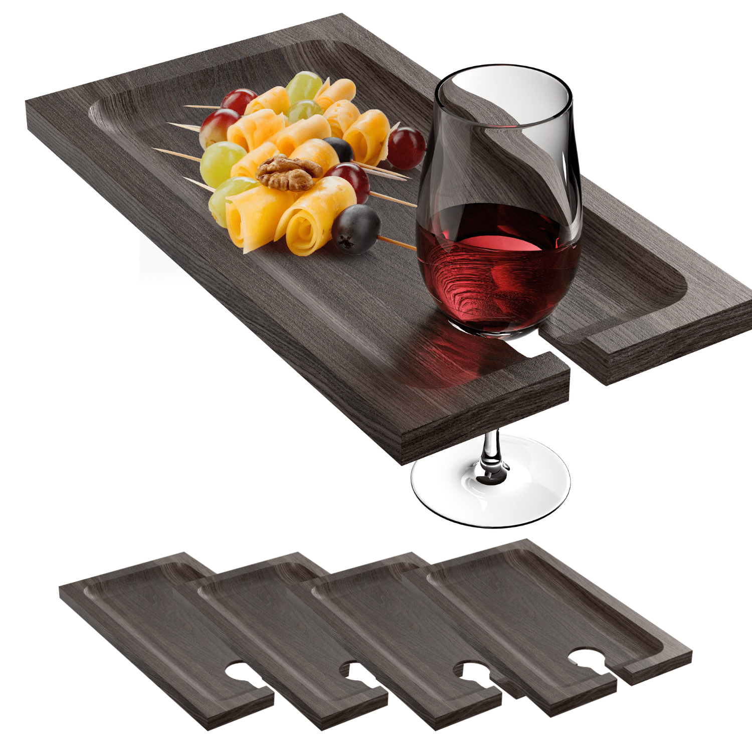 Charcuterie and Appetizer Tray with Wine Holder - 4PACK - Perfect for Parties and Small Gatherings - themonogram manor 