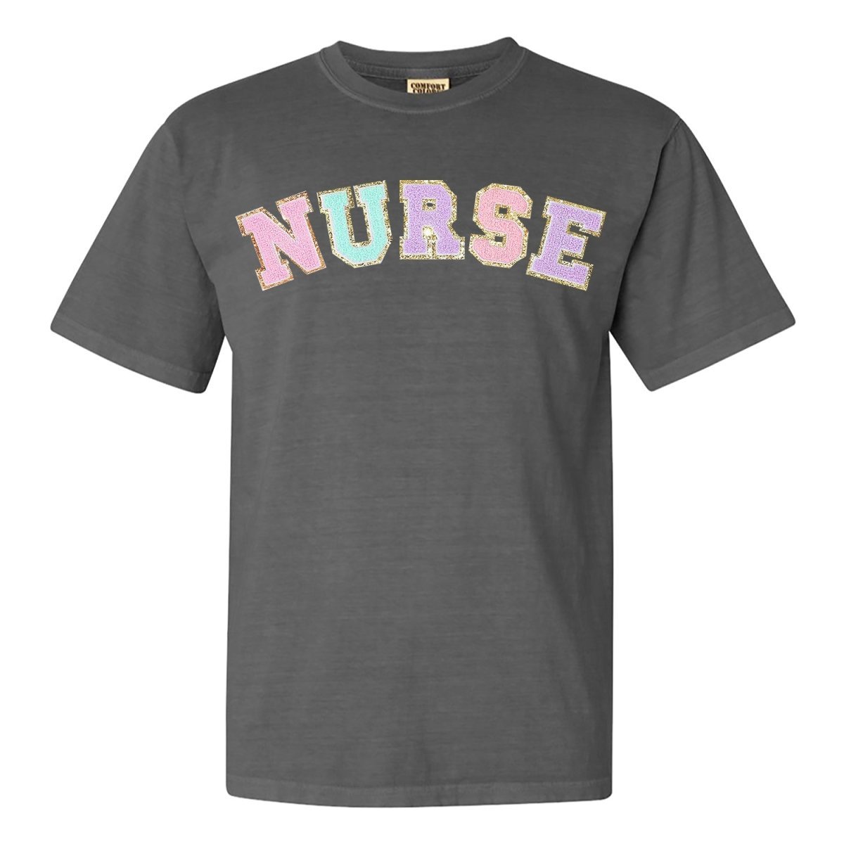 Nurse Colorful Letter Patch Comfort Colors T-Shirt - themonogram manor 