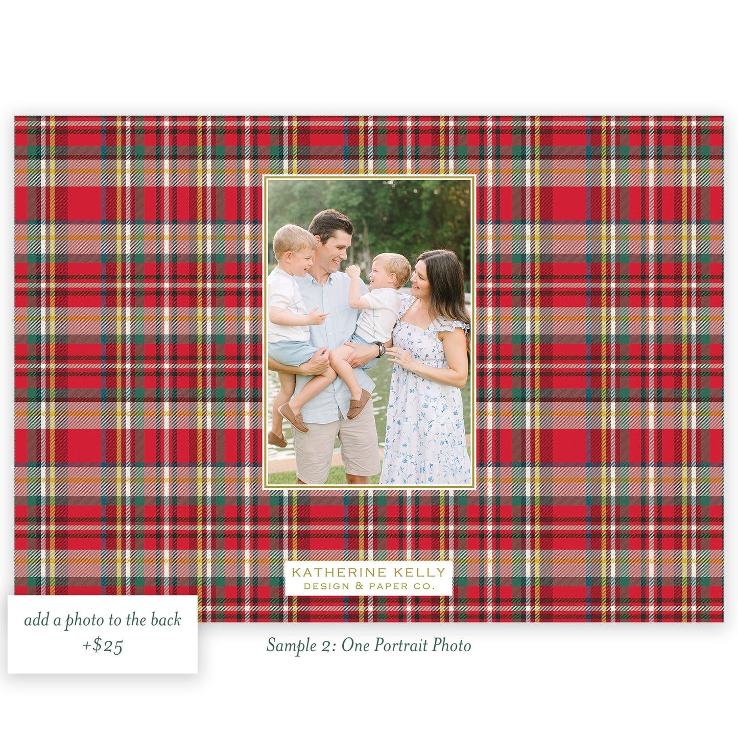 nutcracker plaid border landscape christmas card - themonogram manor 