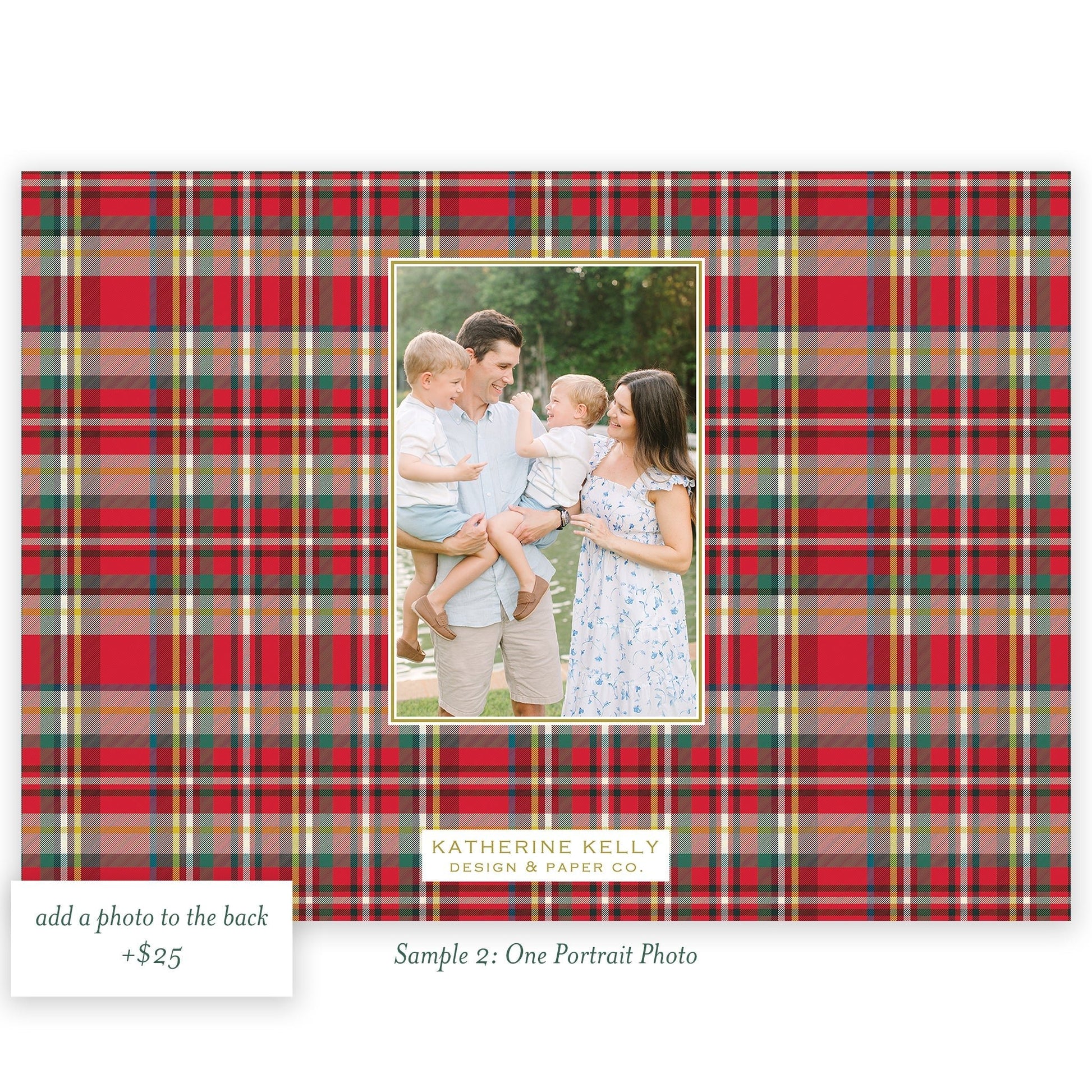 nutcracker plaid border landscape christmas card - themonogram manor 