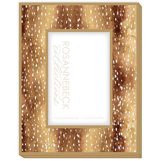 Brown Axis Deer Hide 4x6 Frame Gold - themonogram manor 
