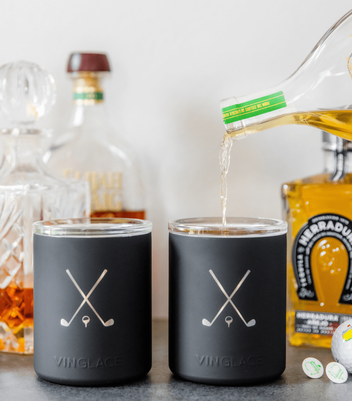 Limited Edition Golf Set of 2 Whiskey in Black - themonogram manor 