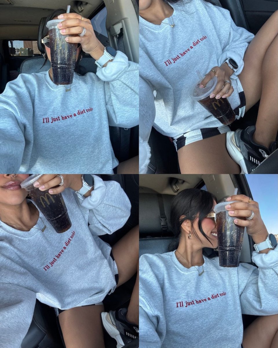 'I'll Just Have A Diet Coke' Embroidered Crewneck Sweatshirt - themonogram manor 