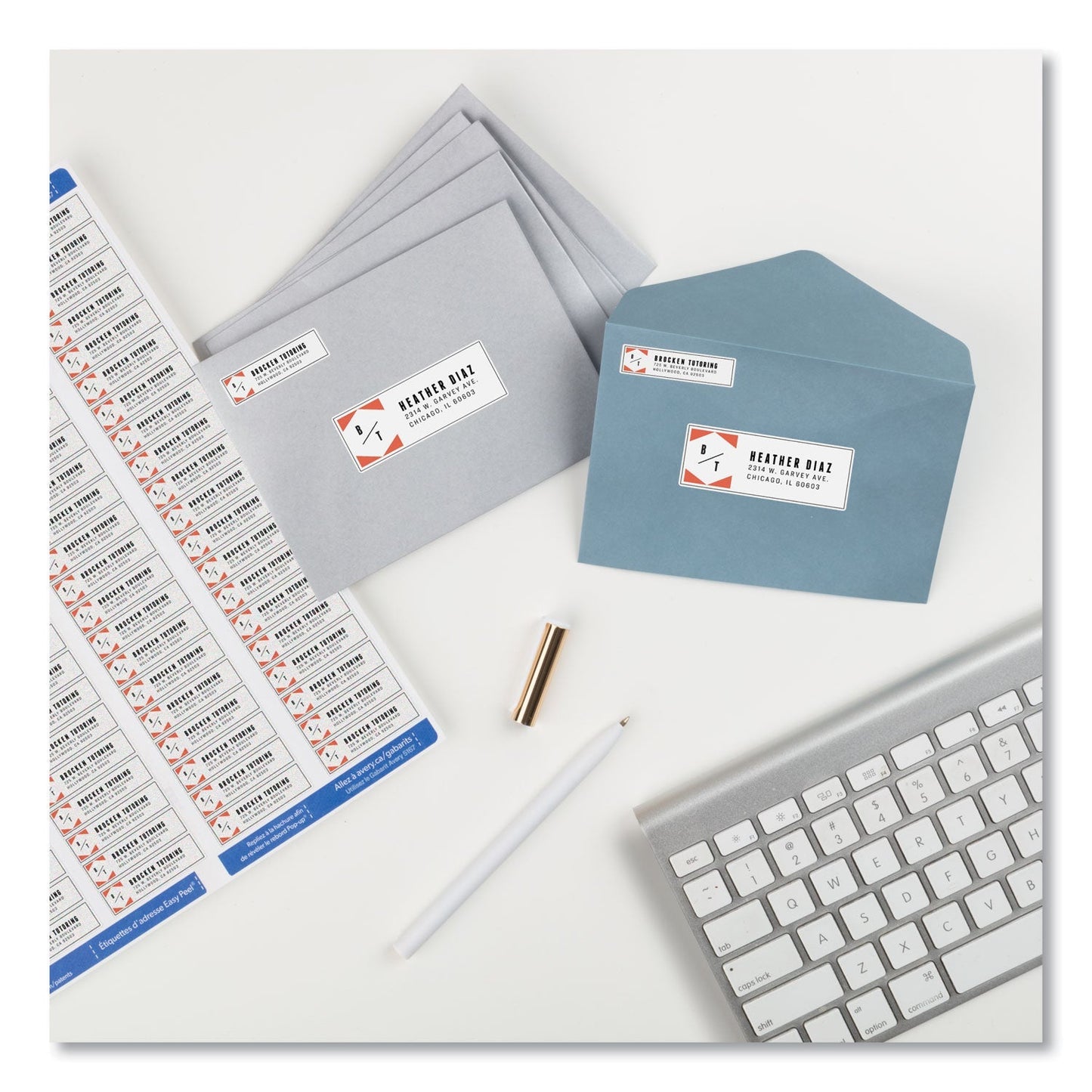 Avery Easy Peel White Address Labels w/ Sure Feed Technology, Laser Printers, 0.5 x 1.75, White, 80/Sheet, 100 Sheets/Box - themonogram manor 