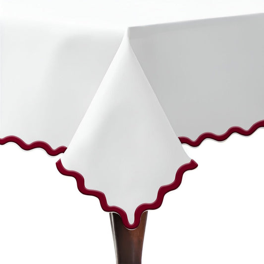 Applique Scalloped Embroidery Cotton Table Cloth - themonogram manor 