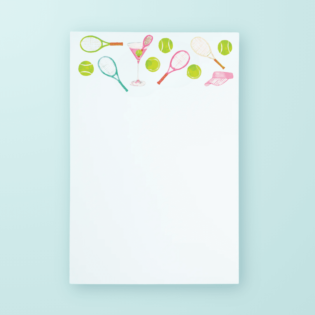 Tennis & Cocktails Pattern Notepad - themonogram manor 