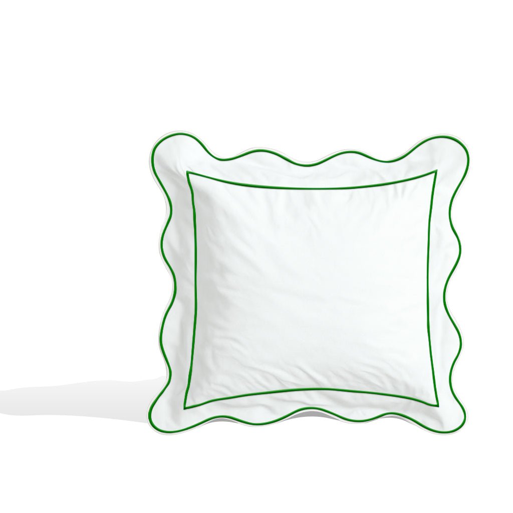 Monogram 400TC Cotton Scallop Embroidery & Border Sateen Solid Euro Sham - themonogram manor 