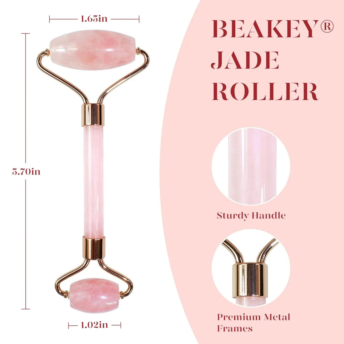 Jade Roller & Gua Sha, Natural Jade Face Roller Gua Sha Facial Tools Skin Care Massager, Pink - themonogram manor 