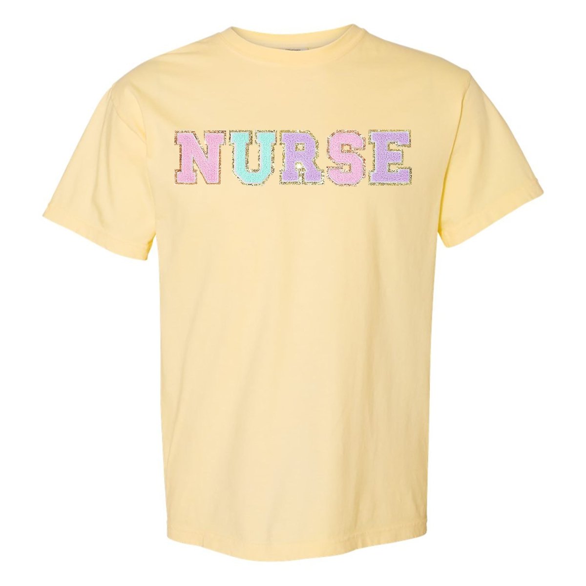 Nurse Colorful Letter Patch Comfort Colors T-Shirt - themonogram manor 