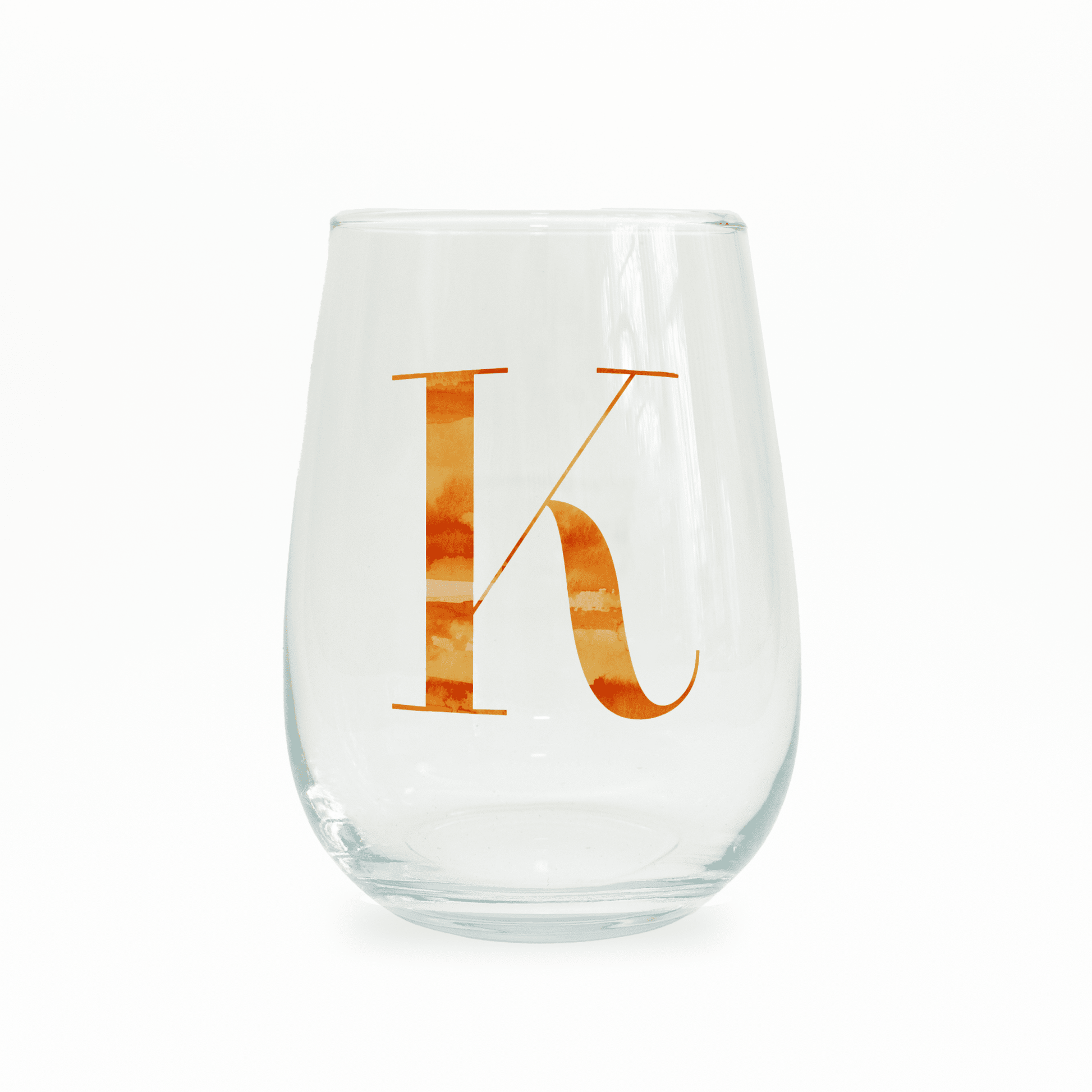 K Monogrammed Wine Glass (Stemless) - themonogram manor 