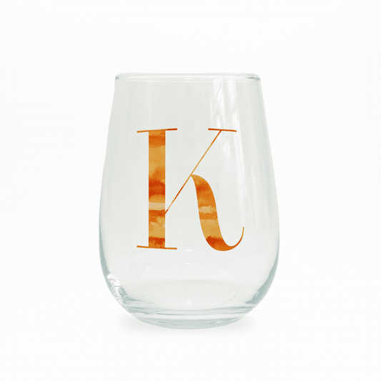 K Monogrammed Wine Glass (Stemless) - themonogram manor 