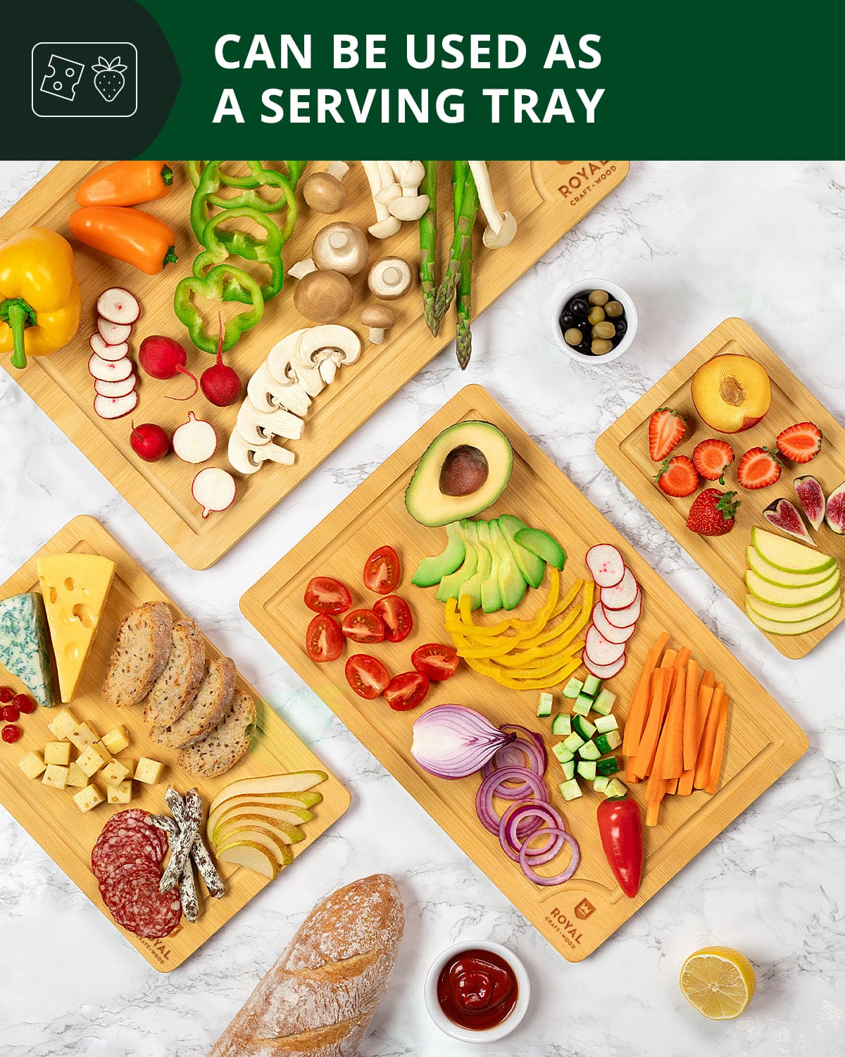 Cutting Board Set of 4, Bamboo - themonogram manor 