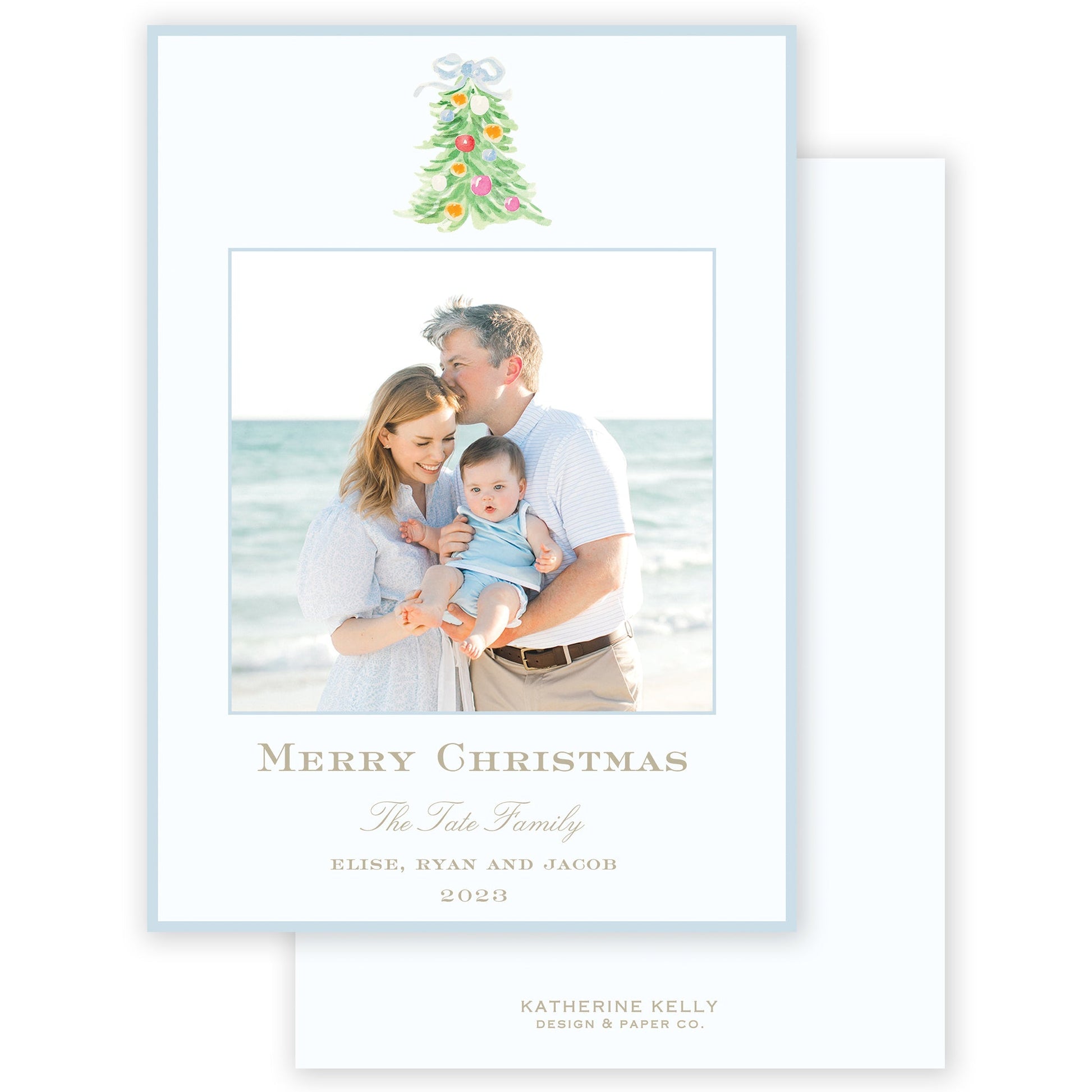 oh, christmas tree blue holiday card - themonogram manor 