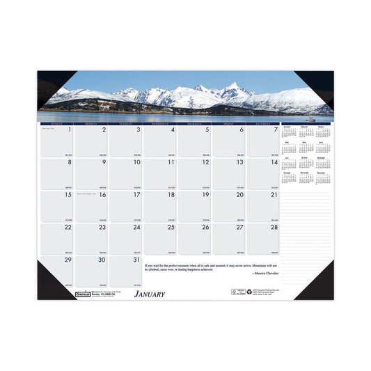 House of Doolittle Earthscapes Recycled Monthly Desk Pad Calendar, Mountains of the World Photos, 22 x 17, Black Corners,12 - Month(Jan - Dec): 2023 - themonogram manor 