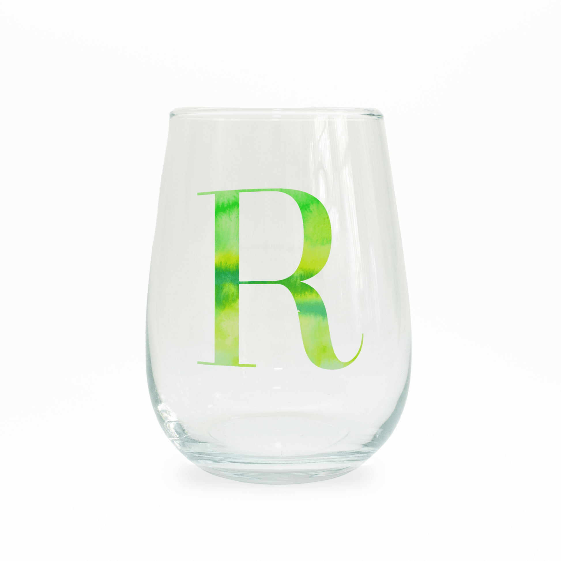 R Monogram Stemless Wine Glass - themonogram manor 