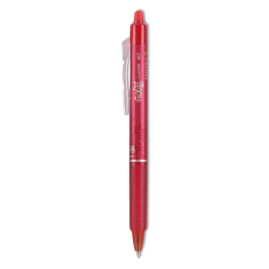 Pilot FriXion Clicker Erasable Gel Pen, Retractable, Fine 0.7 mm, Red Ink, Red Barrel - themonogram manor 
