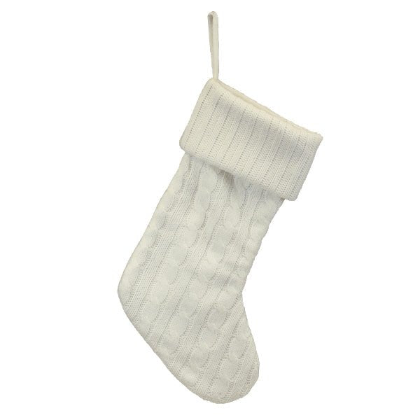 White Plush Cable Knit Stocking - #themonogram manor #