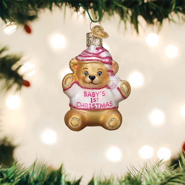 Baby Girl's First Teddy Bear Ornament - themonogram manor 