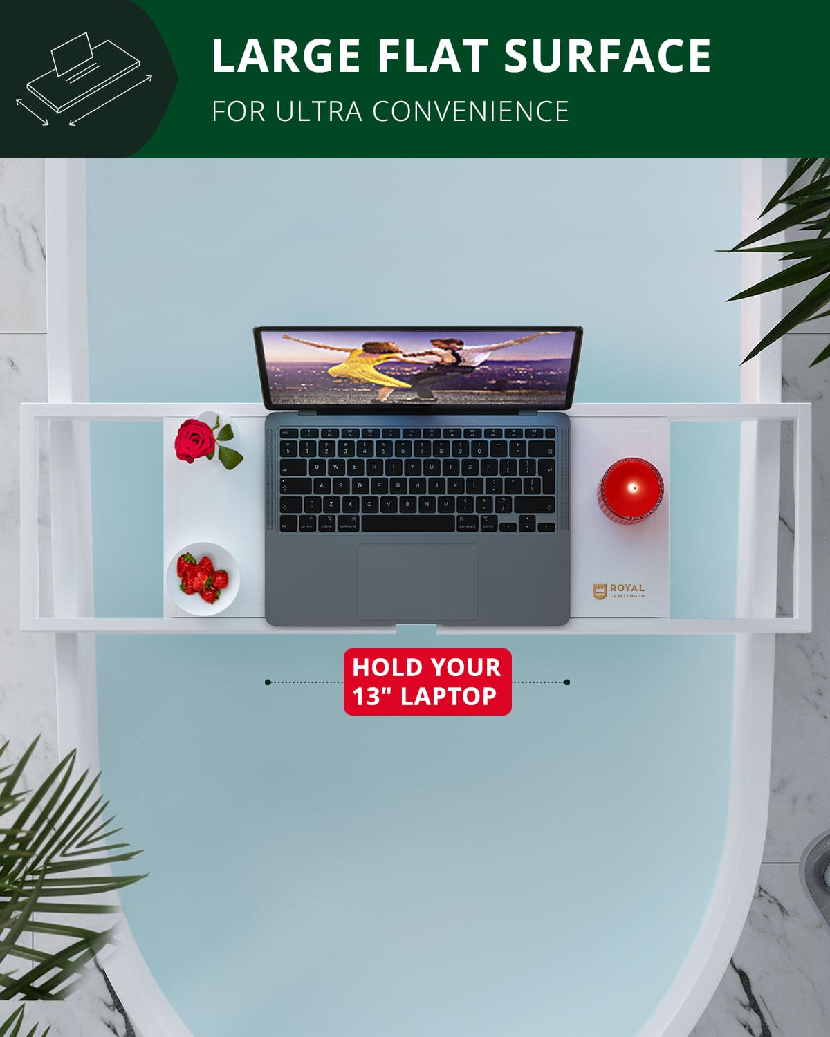 Bathtub Caddy Tray Lite, White - themonogram manor 