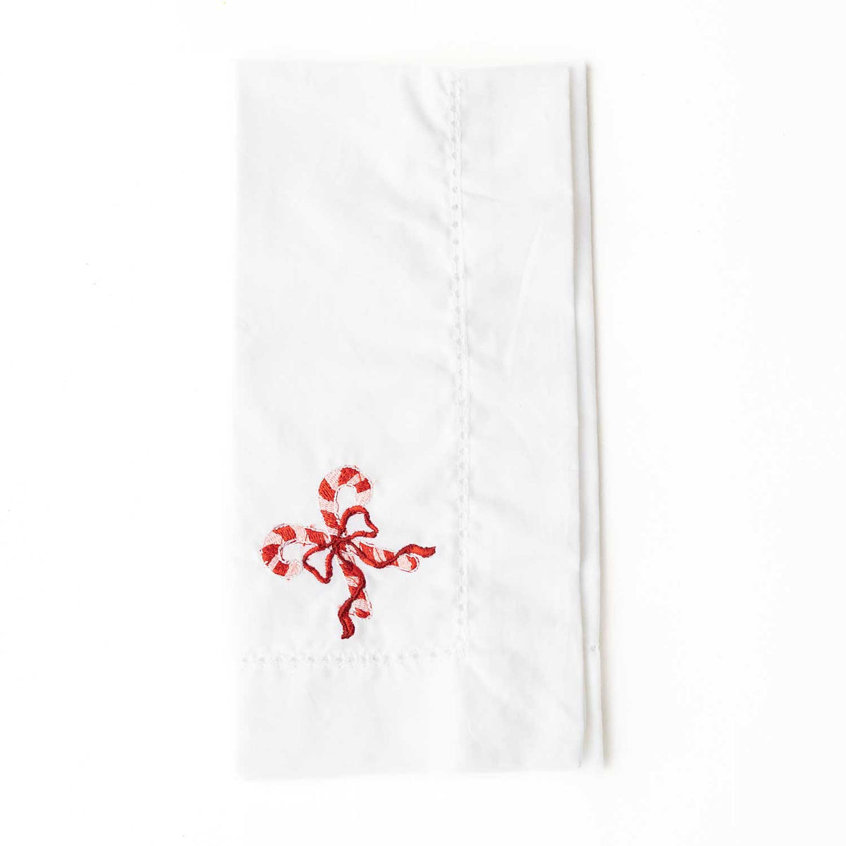 Candy Cane Embroidered Cotton Dinner Napkin - themonogram manor 